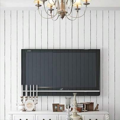 1 Roll Retro Striped Wood Grain Peel And Stick Wallpaper, Waterproof Removable, Suitable For TV Background, Living Room, Bedroom, Cafe, Dining Room, Mediterranean Style, Easy To Apply, Wall Decor, Furniture Makeover, 17.7X196.85 INCH