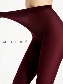MOIRÉALLURE 1雙女款素色時尚緊身內搭褲，適合日常穿搭與夜店風格 - 酒紅色 - 查看 5