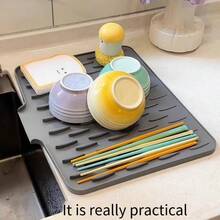 Silicone Drain Mat, Kitchen Sink Dish Drying Pad, Fruit & Vegetable Drainer, Countertop Protector Mat - Multicolor - View 2