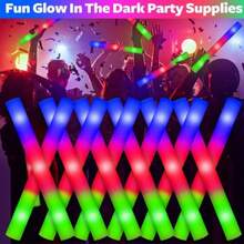 CamelParty 103PCS LED Foam Glow Sticks, Glow Sticks Bulk Party Pack With 3 Modes Colorful Flashing, Glow In The Dark Party Supplies, Light Up Foam Sticks For Wedding, Glow Party, Birthday, Raves, Concert,Halloween,Christmas - Màu xám đen - Xem 8
