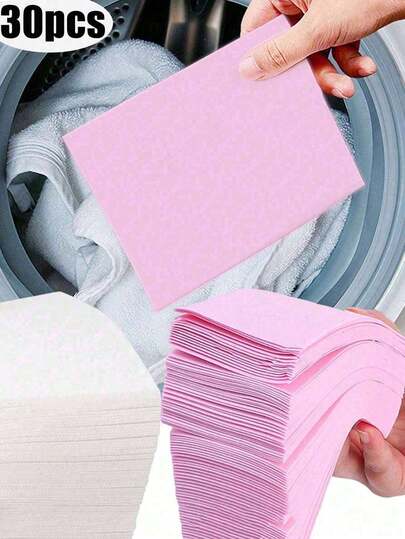 30/60/90/120pcs Paper Laundry Detergent Sheets, Anti-Staining, Anti-Color Bleeding Laundry Accessories, Suitable For Travel, Camping, Laundromat, High-Efficiency Washers, Hand Wash, Daily White Portable Home Cleaning