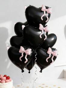 8/4/1pc 22-Inch Black Foil Balloons, Suitable For Backdrop Decoration, Social Media Photo Props, Romantic Surprise Night, Engagement, Wedding, Birthday Decoration, Proposal, "She Said Yes", Red Wall, "Will You Marry Me?", Romantic Proposal, "Will You Be My Girlfriend?", Sister's Day, Heart-Shaped Foil Balloons - Black - View 6