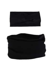 2件装轻薄单层儿童颈套+头带套装，柔软套头式保暖颈套，适合儿童和成人，可用作骑行面罩，春夏款 - 彩色 - 查看 19