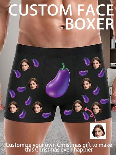 1pc Customizable Men's Briefs - Can Print Photos, Images Or Customize With Girlfriend's Portrait, Ideal Gift For Valentine's Day, Cute & Comfortable, Suitable For Men/Boyfriends, Perfect For Weddings/Anniversaries/Birthdays