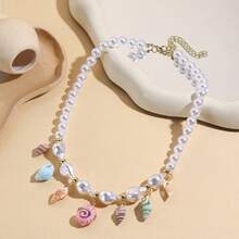 1 PC Lady Bohemian Color Ribbon Woven Pendant Necklace Shell Starfish Ceramic Fish Pendant Necklace - 彩色 - 查看 5