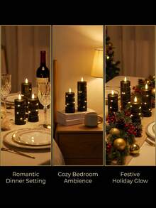 2/3/4/5/12pcs Flameless Candles, Battery Operated Candles And Embedded Lights, Flameless Candles With 11-Key Remote Control, 24-Hour Timer, Flickering Flame With Remote Control; Flickering LED Candles With Timer, Suitable For Home Decor, Living Room, Bedroom, Fireplace, Dining Table Center Decor, Holidays, Weddings, Party Decoration - Black - View 5