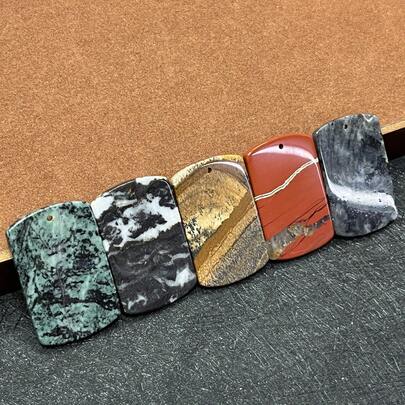 1 Piece Natural Stone Charms Crystal Agates Rectangle Pendants For DIY Women Men Necklace Earrings Handicrafts Accessories 25x40mm