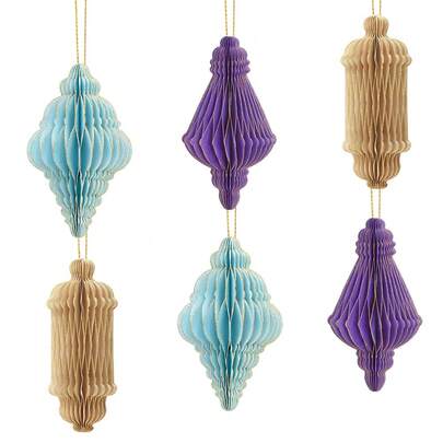 6pcs Ramadan Honeycomb Glitter Edge Paper Eid Mubarak Moon Star Ornaments Hanging Ramadan Mubarak Party Decorations Paper Lantern Indoor Wall Outdoor Tree Decor