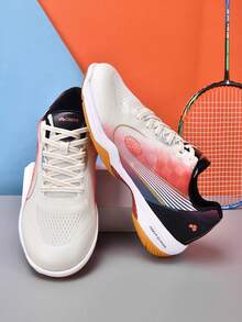 Men & Women Badminton Shoes, Carbon Board + Air Cushion Rubber Sole, Ultra-Light Breathable Non-Slip Durable, Professional Badminton Match & Training Shoes - Red and White - View 5