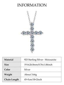 XUJIA 1PC Cross Pendant Necklace For Women Men 925 Sterling Silver Moissanite Necklace Fashion Pendant Necklace 3.5mm*6pcs Round Moissanite Cross Necklace Anniversary Party Birthday Jewelry Gifts - PMO-283 - View 13