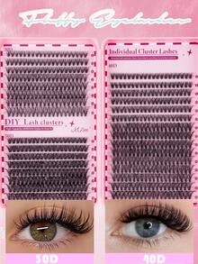 MEM 620/600片睫毛嫁接套装，DIY睫毛嫁接套装，包含D型卷翘单根睫毛、胶水、封层剂和睫毛嫁接器，适合日常使用、旅行、新手、婚礼、约会、派对、节日——圣诞节/万圣节/送礼佳品 - 黑色 - 查看 6