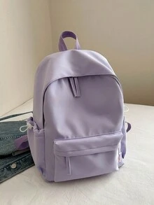 1个尼龙拉链书包，适合青少年，韩版原宿风ulzzang背包，简约时尚，百搭校园ins风背包 - 彩色 - 查看 8