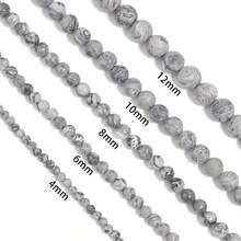 1pc Natural Stone Map Beads, Matte Finish, Assorted Sizes 4/6/8/10/12mm, Suitable For DIY Bracelet, Necklace, Jewelry Making, Accessories - map stone - View 7