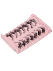 7 Pairs New Cat Eye Lashes Natural Long Lashes Winged End Eye Elongated Eyelashes Foxy Eye Look Faux Mink Eyelashes Makeup Strip Lashes,Lashes,Eyelashes,Fake Lashes - Black - View 3