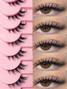 Asiteo 10 Pairs Half-Strip Black Soft Band Cat Eye False Eyelashes, Short Soft 3D Mink-Like False Eyelashes For Natural Makeup , Strip False Eyelashes,Eid,Gift,Beach,Seaside,Proposal Gifts,Bachelor Party, Gathering,Gorgeous - Half Eyelashes - View 1