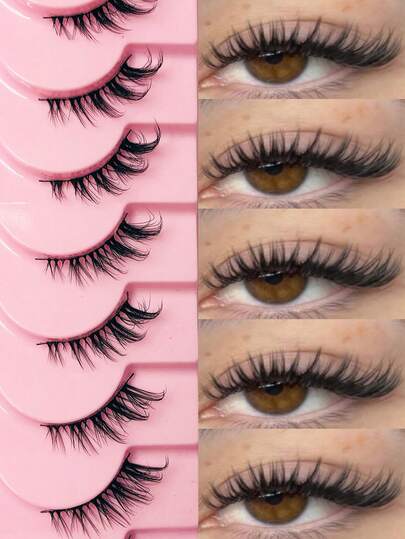 Asiteo 10 pares de pestañas postizas de ojo de gato negras suaves con tira media, pestañas postizas suaves 3D similares a la mink para maquillaje natural, pestañas postizas con tira, Eid, regalo, playa, mar, regalos de propuesta, despedida de soltero, reunión, elegante