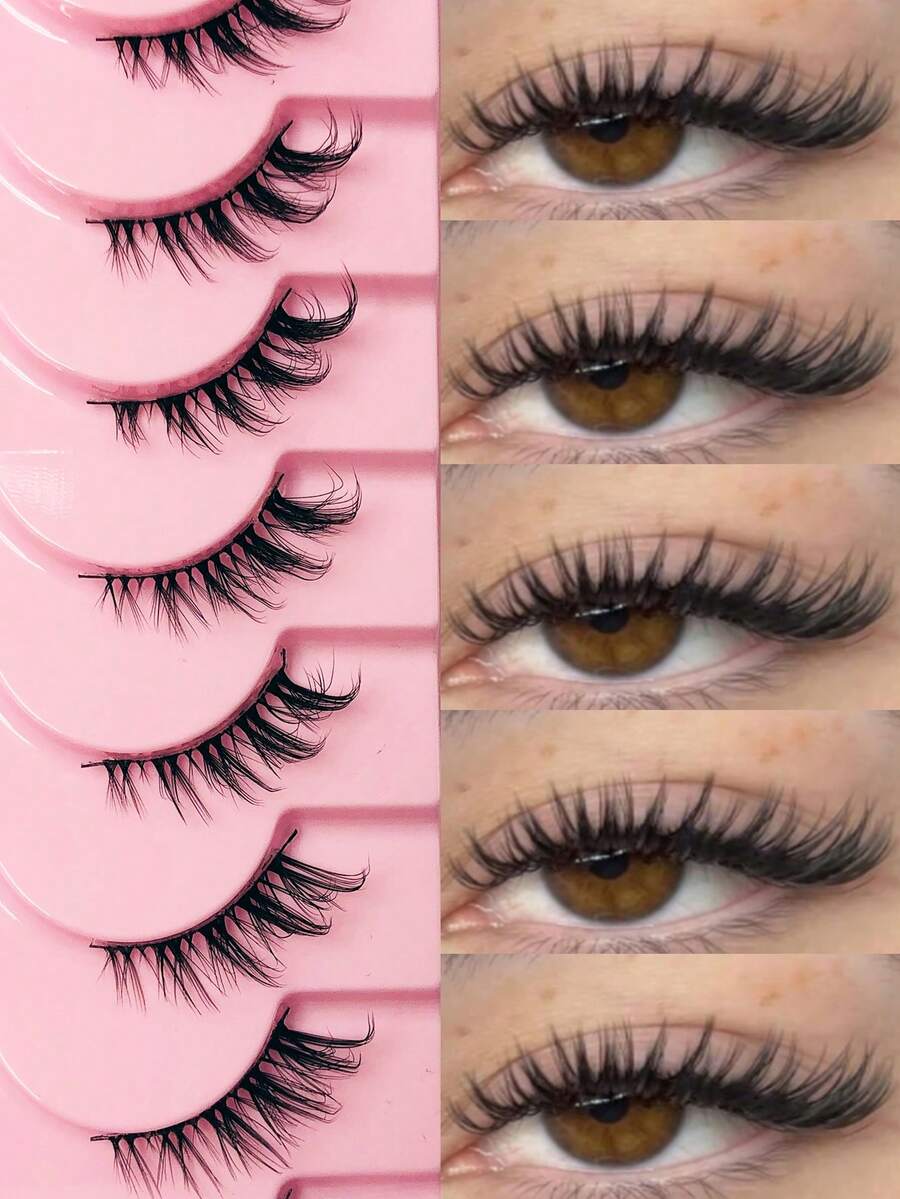 Asiteo 10 Pairs Half-Strip Black Soft Band Cat Eye False Eyelashes, Short Soft 3D Mink-Like False Eyelashes For Natural Makeup , Strip False Eyelashes,Eid,Gift,Beach,Seaside,Proposal Gifts,Bachelor Party, Gathering,Gorgeous - Half Eyelashes - View 1