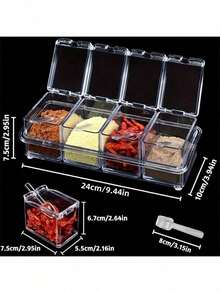 8pcs Spice Storage Box With Lid&Spoon Clear Acrylic Lead-Free Home/Camping Spice Organizer Universal - Multicolor - View 10