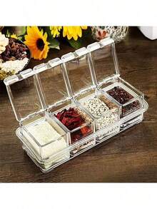 8pcs Spice Storage Box With Lid&Spoon Clear Acrylic Lead-Free Home/Camping Spice Organizer Universal - Multicolor - View 13