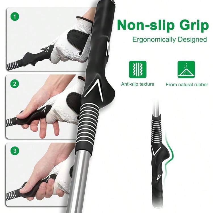 Entrenador retráctil de swing - Ayuda de entrenamiento de agarre con palito de clic para diestros, ayuda de entrenamiento de swing para principiantes - Negro - Añade 6
