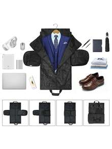NEWHEY Carry On Garment Bag Convertible Suit Travel Bag With Shoes Compartment Waterproof Large Hanging Garment Duffel Bag Weekender Duffle Bag For Men - Black - View 5