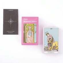 Baraja de cartas de Tarot con borde rosa con guía, 78 Uds., versión en inglés, baraja de adivinación para reunión, cartas de juego de mesa de 10,3x6cm - TR08R - Ver 5