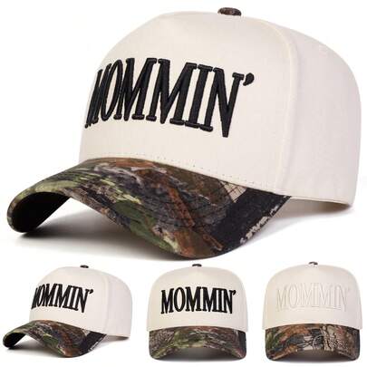 1pc Women's MOMMIN Trucker Hat, Personalized Embroidered Letter Baseball Cap, Streetwear Fashion 5-Panel Hat, Outdoor Sun Protection Casual Cap For Spring, Autumn Travel, Beach Vacation