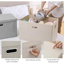 zxxCaas De Almacenamiento Caas Organizadoras 3 Piezas De ogares Con Caa De Almacenamiento De ea Que Se Pueden Pr En El Arma Y La Caa De Almacenamiento De La Oficina ige Morganizador de juguetes - beige - Ver 5