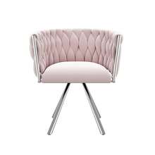 Velvet Lounge Chair, 1 Piece Dining Chair, Living Room, Bedroom, Dining Room With Four Metal Support Legs, Pink. - Pink - View 6