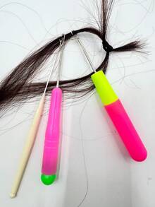 3 st professionellt hårförlängningskopplingskit, återanvändbara hårförlängningsverktyg, nål med plasthandtag, hårförslutningskrok 1,5 mm/3,5 mm/5 mm - dreadlocks krok - Visa 3