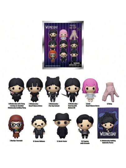  Wednesday Officially Licensed Blind Box 3D Figurine Bag Clip Charms Wednesday Thing Enid Gift Decor 1Pc MGM