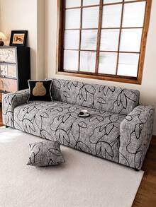 1pc Minimalist Printed Sofa Cover And 1pc Matching Cushion Cover, Modern Minimalist Elastic Breathable Milk Silk Full Coverage Sofa Slipcover, Suitable For Living Room, All Season - Multicolor - View 10
