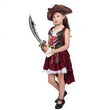 Bộ trang phục cướp biển cho bé gái, bao gồm mũ và váy, thích hợp cho các bữa tiệc hóa trang, lễ hội. - Màu be - View 10