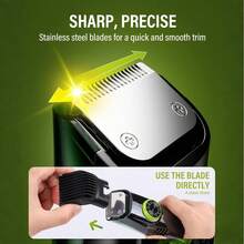 Beard Trimmer For Men: Vacuum Mustache Trimmer For Less Mess Waterproof- Rechargeable Electric Beard Cutting Kit With Adjustable Length Comb-Built-In Vacuum For Sideburns/Stubble - Green - View 3