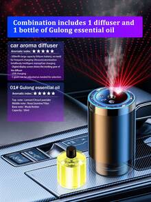 智能车载香薰机 - 智能启动快速充电功能 - 5 种工作模式，车载电动空气清新剂，配备投影星光灯，迷你车载空气加湿器，浓度可调，自动启停，USB 充电，内置电池，彩色 LED 灯环，适用于汽车、办公室、浴室、卧室、宠物房以及新车配件，6 种精油可供选择。 - 黑色 - 查看 13