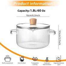 2pcs Set (Pot Body + Lid) Transparent Glass Pot, Rice Bowl, Soup Bowl With Lid, Cooking Utensils - Suitable For Induction Cooktop, Oven, Soup Pot, Stew Pot, Rice Cooker, Milk Pot - , Heat-Resistant, Easy To Clean Household Cooking Utensils - Multicolor - View 14