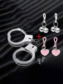 复古银色多功能塑料手铐，趣味性感角色扮演道具，适合万圣节派对和舞台表演，是理想的节日礼物和派对礼品。 - 彩色 - 查看 6