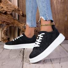 Unisex Breathable Fashion Soft-Sole Casual Elevator Sneakers - Black - View 4