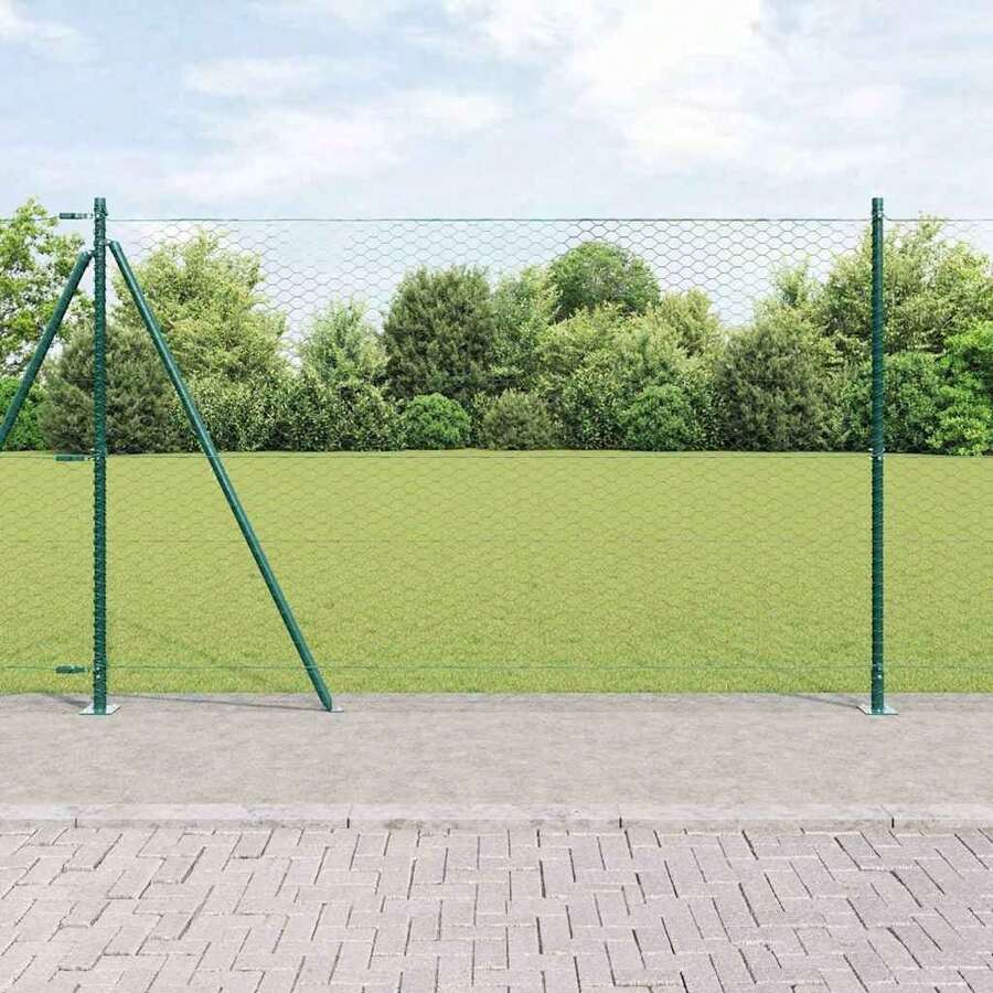 vidaXL 50 X 1,6 M (36 Mm Gitter) Grüne Zaunpfosten Aus Stahl Und PVC - A - View 1