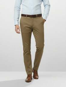 Men's Slim Dress Pants Suit Pants Formal Tailored Pants - 綠褐色 - 查看 3