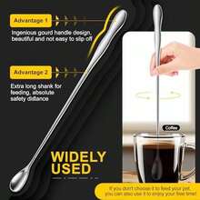 Quelong 2pcs Reptile Feeding Tongs, Feeding Spoon, Stainless Steel Aquarium Feeding Tools, Curved Long Tweezers 10.6 In, Long Spoon 10 In (Coffee Spoon) For Feeding Lizards, Bearded Dragons And More. - / - View 4