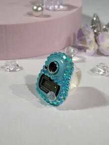 Contador de anillo electrónico de flor única con diamante de imitación personalizado, contador de dedos portátil, contador de botón manual, contador de mano mini, compacto y duradero, adecuado para contar oraciones de Ramadán, deportes, eventos empresariales, juegos de entretenimiento, pesca, regalos festivos, etc. - Multicolor - Ver 9