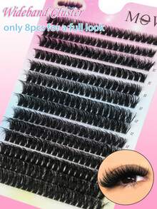 280片80D混合簇状假睫毛，0.07毫米粗，D卷度，长度8毫米-16毫米混合，自然风格，俄罗斯扁平浓密蓬松手工貂毛假睫毛簇，适用于万圣节戏剧妆容、节日妆容、圣诞节妆容，新手必备假睫毛簇，假睫毛簇，单根假睫毛，假睫毛，假睫毛 - D - 查看 7