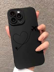 Precision Perforated Straight Edge Black Airplane Line Painted Shockproof Phone Case Compatible With IPhone, Galaxy, Compatible With Redmi - Multicolor - View 1