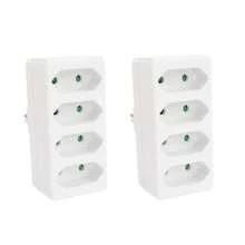 CILIA 2个装 4合1 欧标插头适配器，2300W 墙壁插座分线器（不含电源线），便携式多功能插座扩展器，适用于家庭、旅行、办公室，白色 - 查看 4