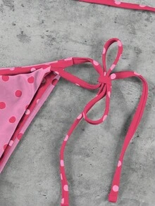 Bộ bikini hai mảnh chấm bi hồng tím dành cho nữ, kiểu dáng thanh lịch, gợi cảm, thích hợp cho kỳ nghỉ hè, đi biển và các buổi tiệc. - Nhiều màu - Xem 5