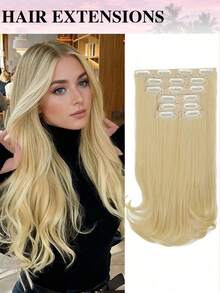 18-Inch Natural Wavy Clip-In Hair Extensions, Layered Cut For Women, Lightweight And Natural Synthetic Hair Pieces With Thin And Soft Invisible Hair Net. - Multicolor - View 17