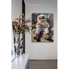 One Framed, Colorful Rainbow Sneaker Astronaut Canvas Wall Mural, Full Of , A Space-Themed Reading Book Wall Decoration Artwork, Surreal Pop Art Style, Poster Painting, Home Decoration, Best Gift, Suitable For Boys' Rooms, Teenagers' Bedrooms, Unique Decoration, Wall Decoration For Stairwells, Living Rooms, Dining Rooms, Classrooms, Bathrooms, Studies, Apartments, Dormitories, Kitchens, Offices, Cafes, Hotels, Studios, Bars, Dressing Rooms, Hallways, Galleries, Etc.; Wall Painting, Room Pictures, Room Decoration Aesthetics Products. - 太空人 - 查看 7