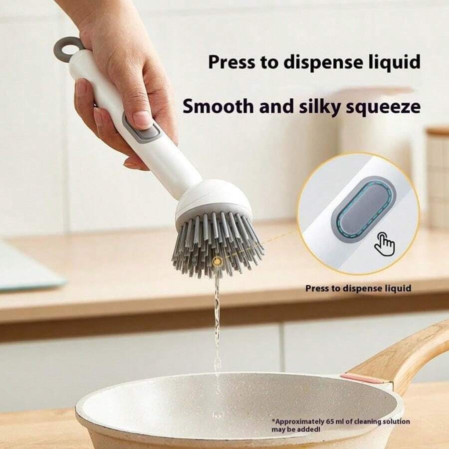 6-In-1 Rotatable Dish Brush With Soap Dispenser, 360° Dish Scrub Brush For Pots, Pans, Dishes & Utensils, Long Handle With Non-Slip Grip, Adjustable Angle, Includes Wall Mount - Classic - View 1