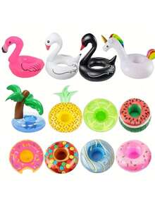 1/5/10/15/20pcs Inflatable Cup Holder, Cup Base, Water Cup Mat, Water Beverage Cup Holder Base, Floating Inflatable Cup Rack Beverage Cup Mat, Suitable For Pool Party, Outdoor Activities And Other Occasions - Multicolor - View 2